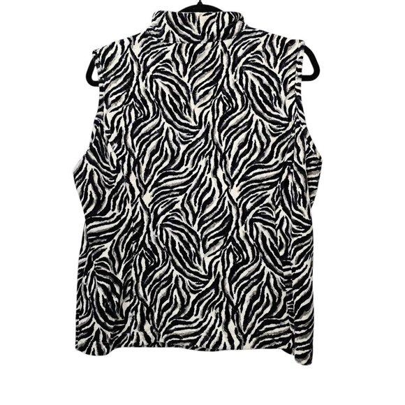 💥Charter Club Zebra Animal Print Zip Up Quilted Black And Gray Vest - Picture 7 of 7